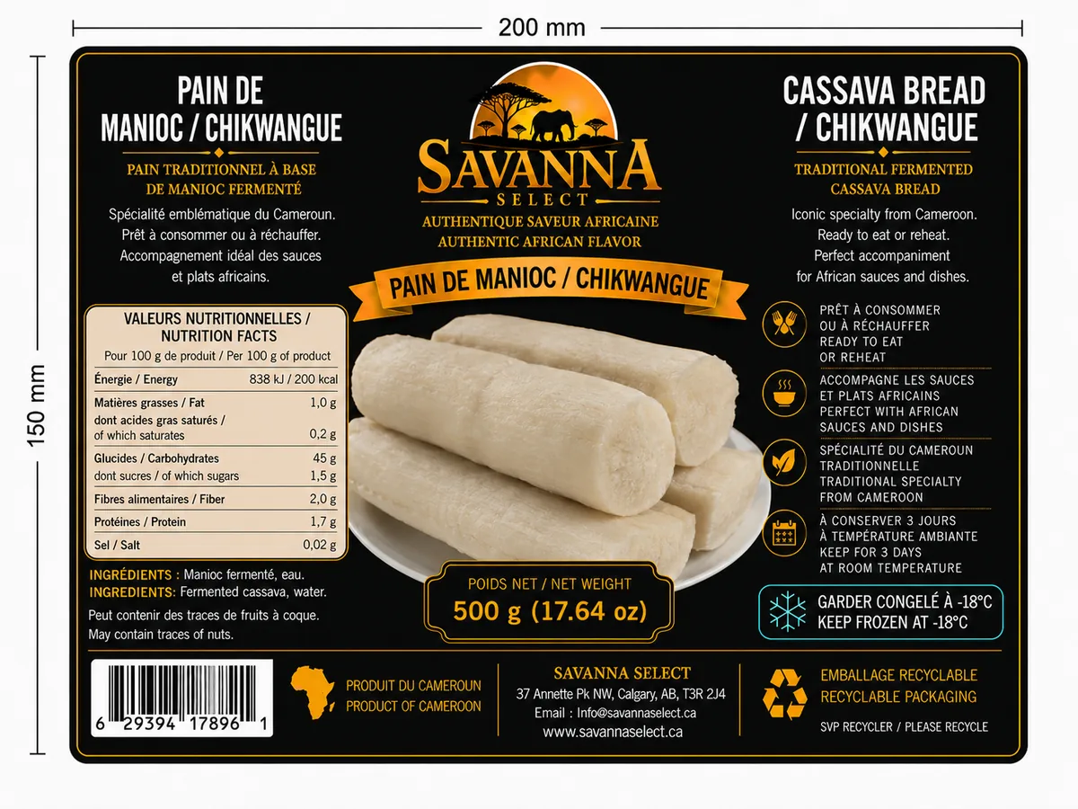 Chikwangue (pain de manioc vapeur) 500 g — SAVANNA SELECT