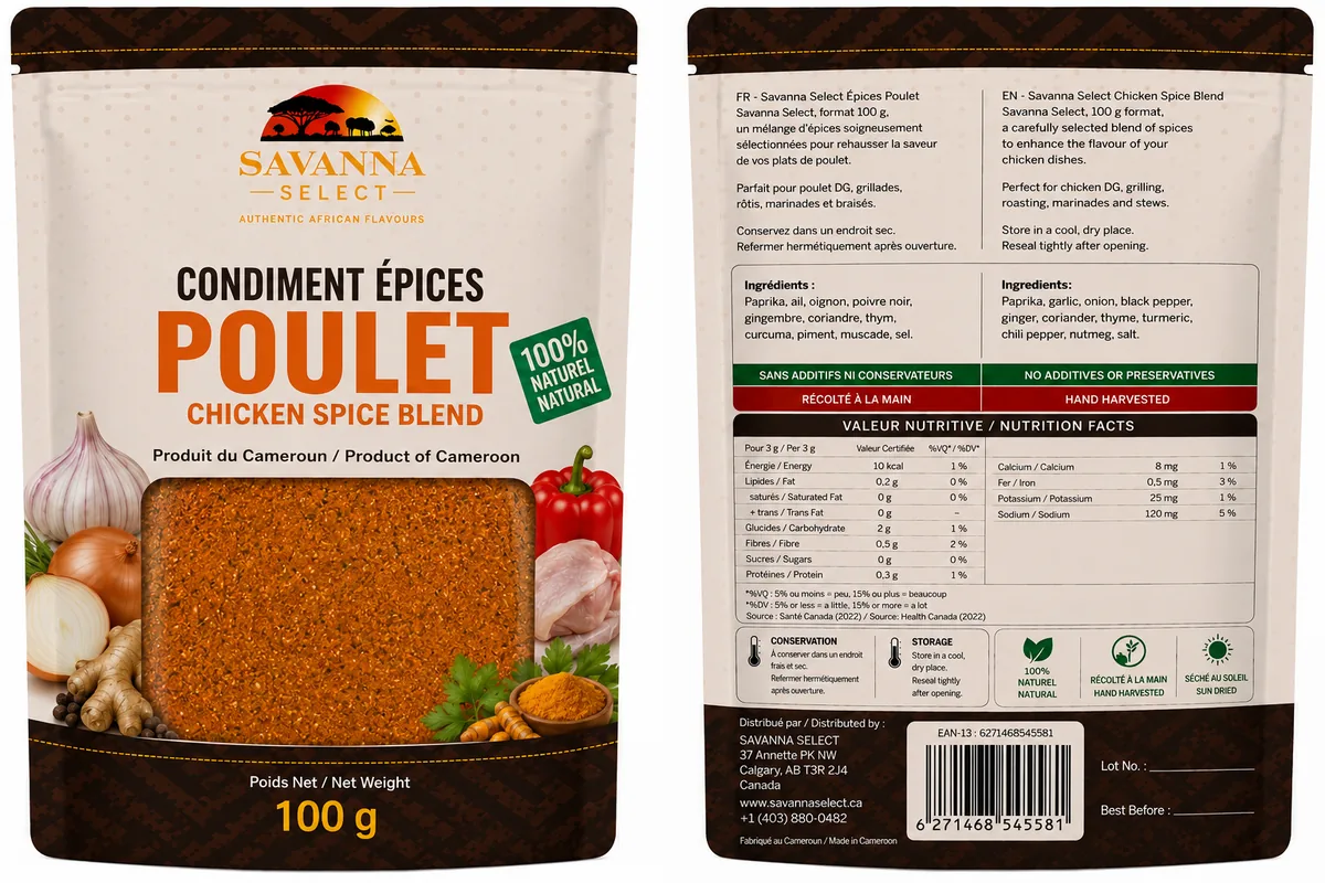 Condiment Épices poulet 100 g — SAVANNA SELECT