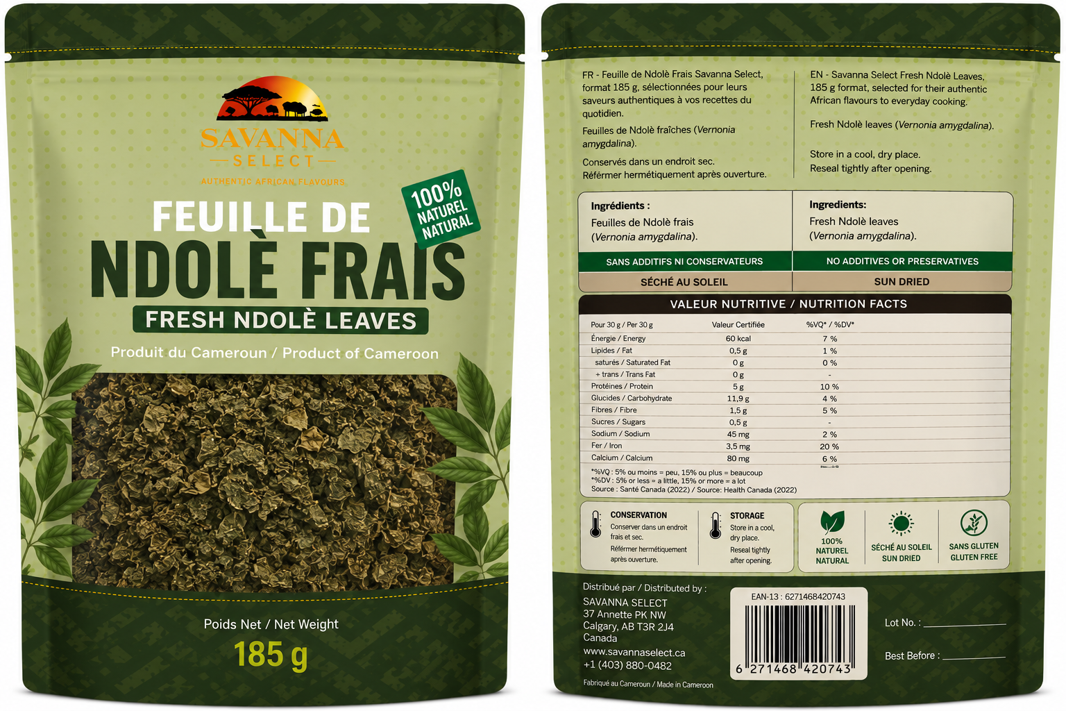 Feuilles de ndolé congelées 500 g — SAVANNA SELECT