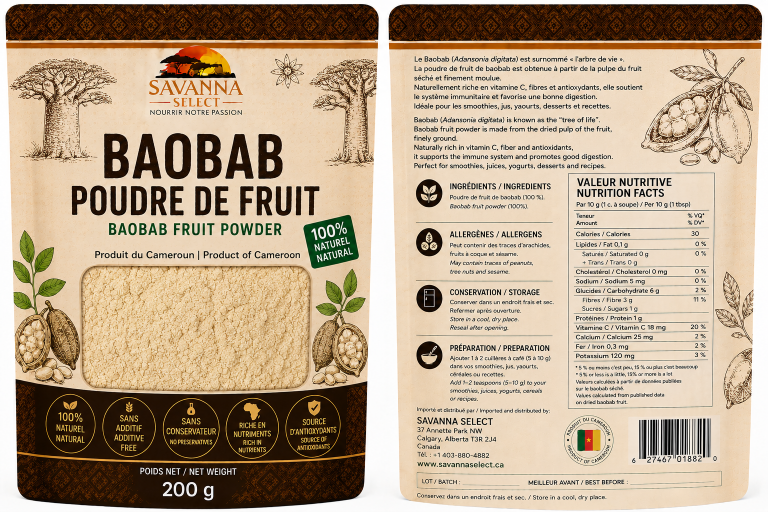 Poudre de fruit de baobab 200 g — SAVANNA SELECT