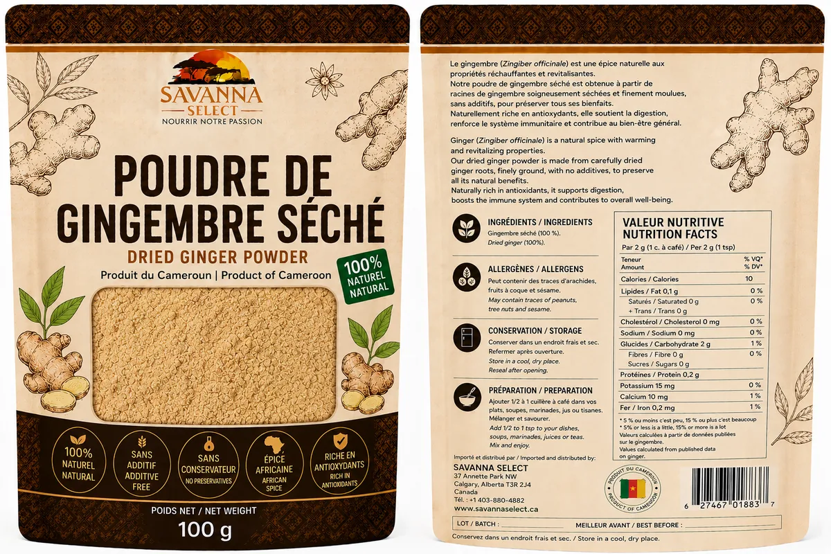 Poudre de gingembre séché 100 g — SAVANNA SELECT
